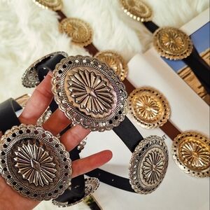 Livie & Luca Black Belt with Silver and Gold Conchos